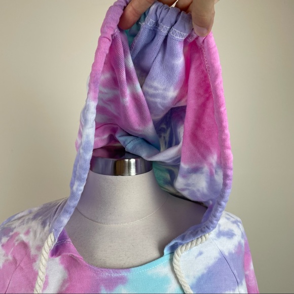Lagaci Pink Purple Blue Tie Dye Long Sleeve Pastel Hoodie California Medium - Picture 6 of 8